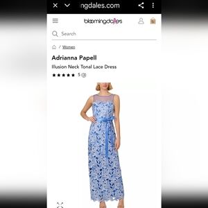 Adrianna Papell Light Blue Lace Maxi Dress